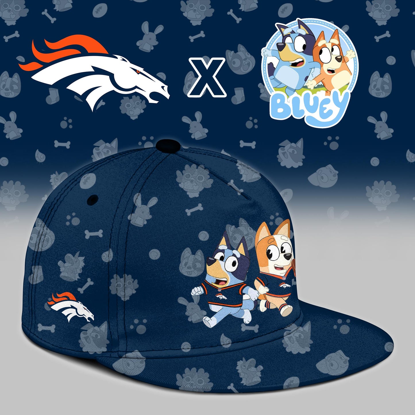 D.Broncos x Bluey Night Limited Blue Hoodie