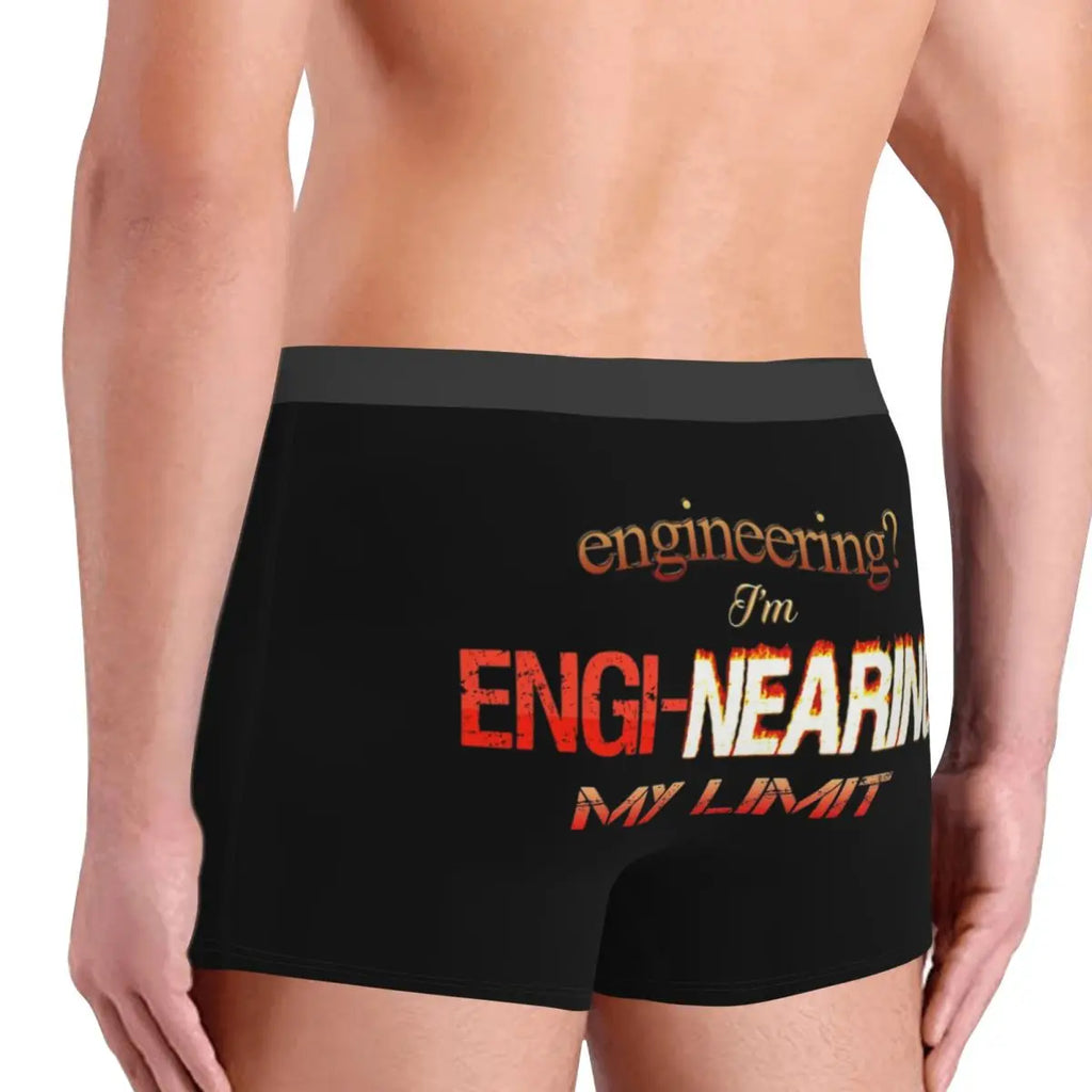 Engineer Pun Boxer Shorts – “I’m Engi-nearing My Limit” Funny Underpants for Men, Comfortable Novelty Gift for Engineers