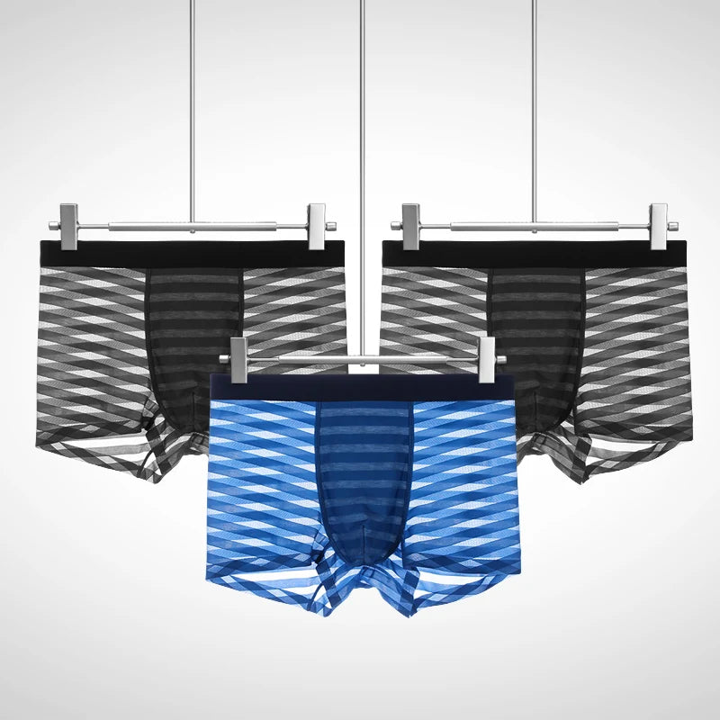 1pc Men’s Ice Silk Boxer Shorts – Summer Thin Breathable Modal Underwear, Seamless Antibacterial Four-Corner Shorts