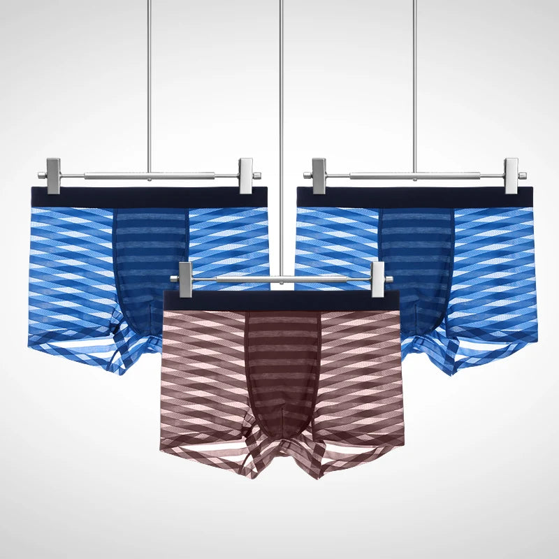 1pc Men’s Ice Silk Boxer Shorts – Summer Thin Breathable Modal Underwear, Seamless Antibacterial Four-Corner Shorts