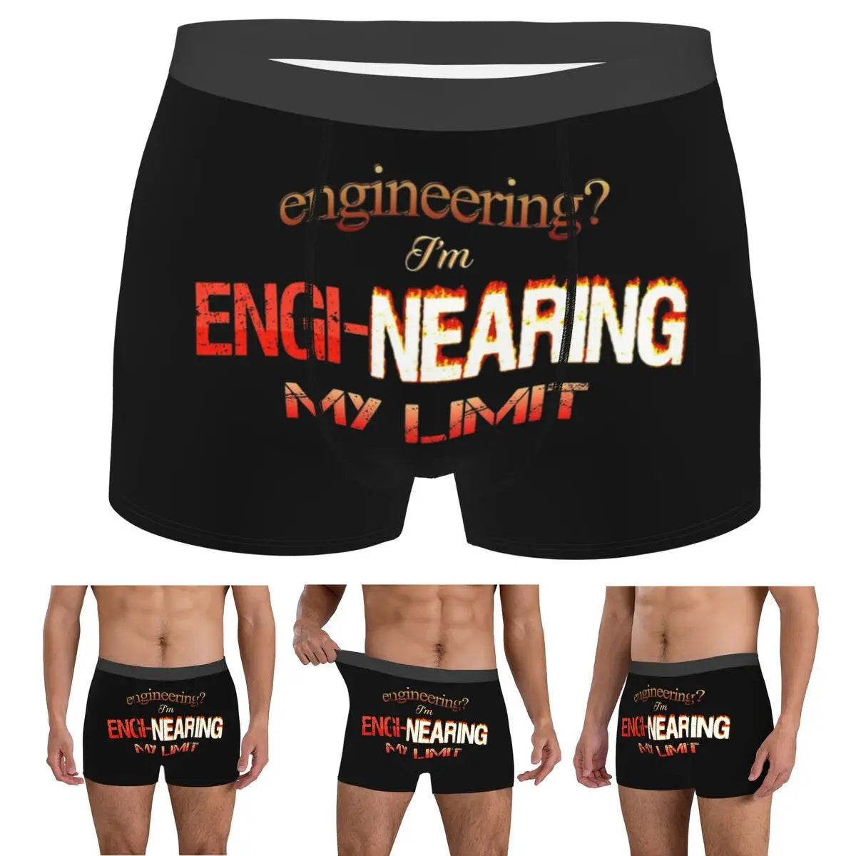 Engineer Pun Boxer Shorts – “I’m Engi-nearing My Limit” Funny Underpants for Men, Comfortable Novelty Gift for Engineers