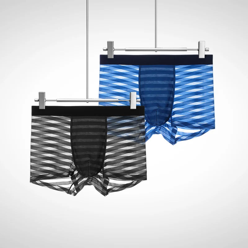 1pc Men’s Ice Silk Boxer Shorts – Summer Thin Breathable Modal Underwear, Seamless Antibacterial Four-Corner Shorts