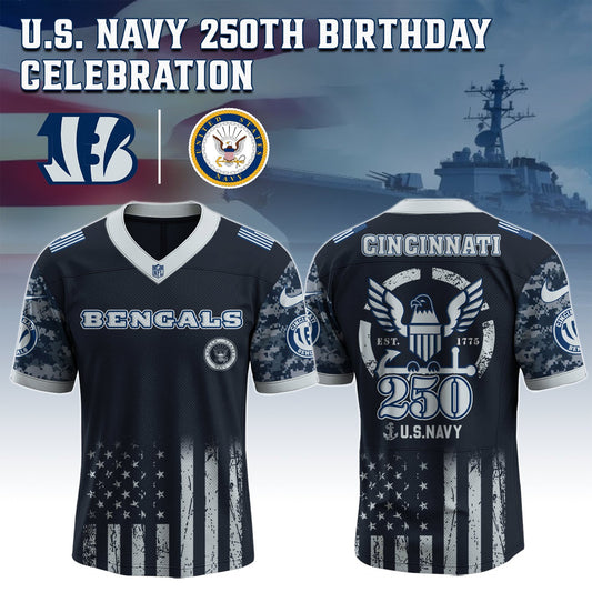 Cincinnati Bengals NFL x U.S. NAVY 250TH Birthday Special Edition Jersey