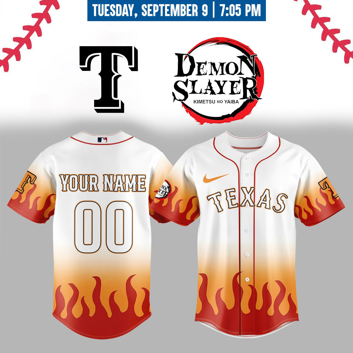 Texas Rangers _ Limited Edition Demon Slayer Jersey 2025 Custom Name & Number