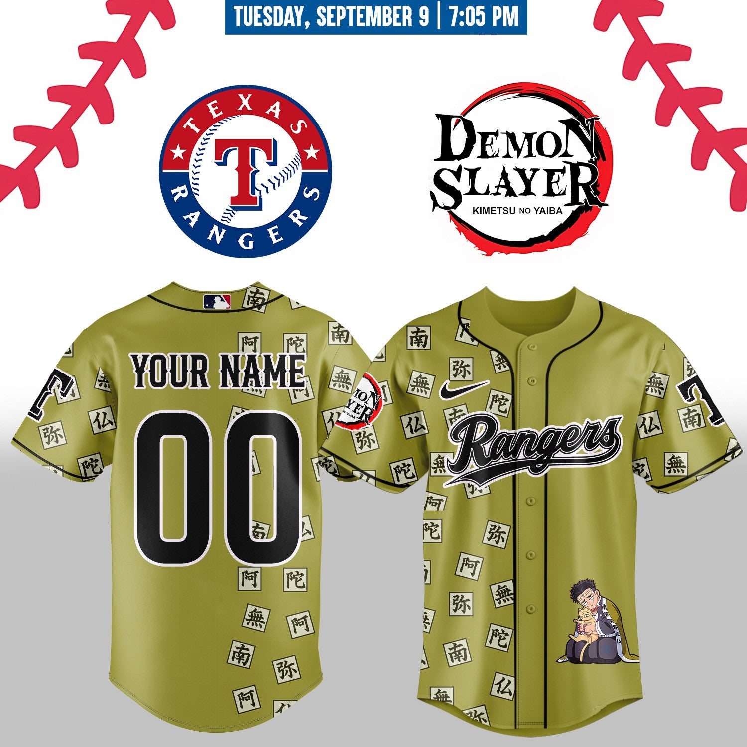 Texas Rangers _ Limited Edition Demon Slayer Jersey 2025 Custom Name & Number