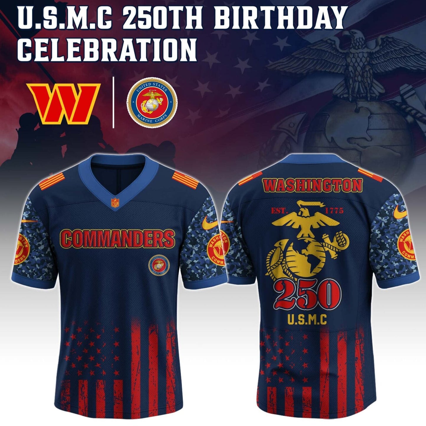 Washington Commanders NFL x U.S.M.C 250TH Birthday Special Edition Jersey