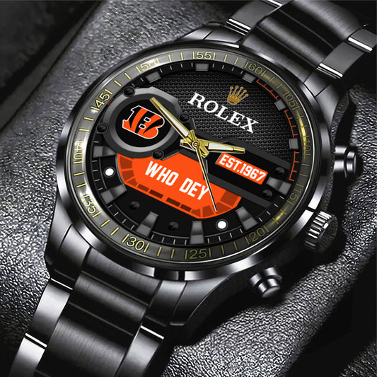 Cincinnati Bengals x Rolex Black Stainless Steel Watch
