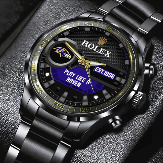 Baltimore Ravens x Rolex Black Stainless Steel Watch