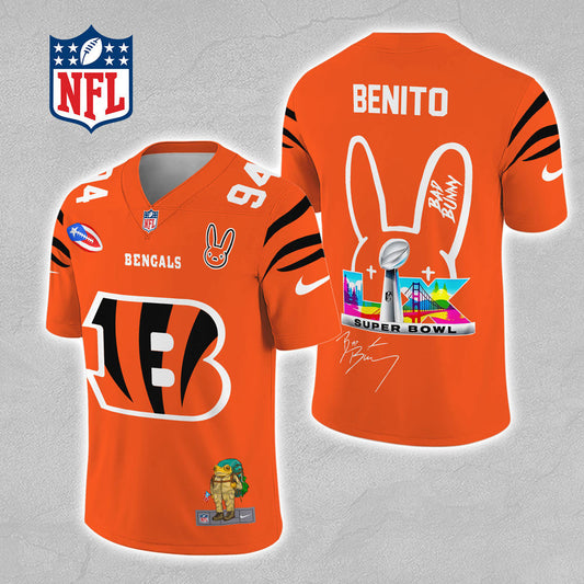 Cincinnati Bengals x Bad Bunny 3D Football Jersey