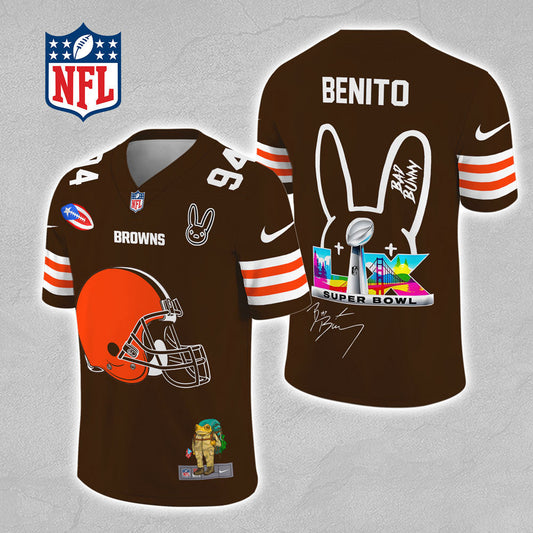 Cleveland Browns x Bad Bunny 3D Football Jersey