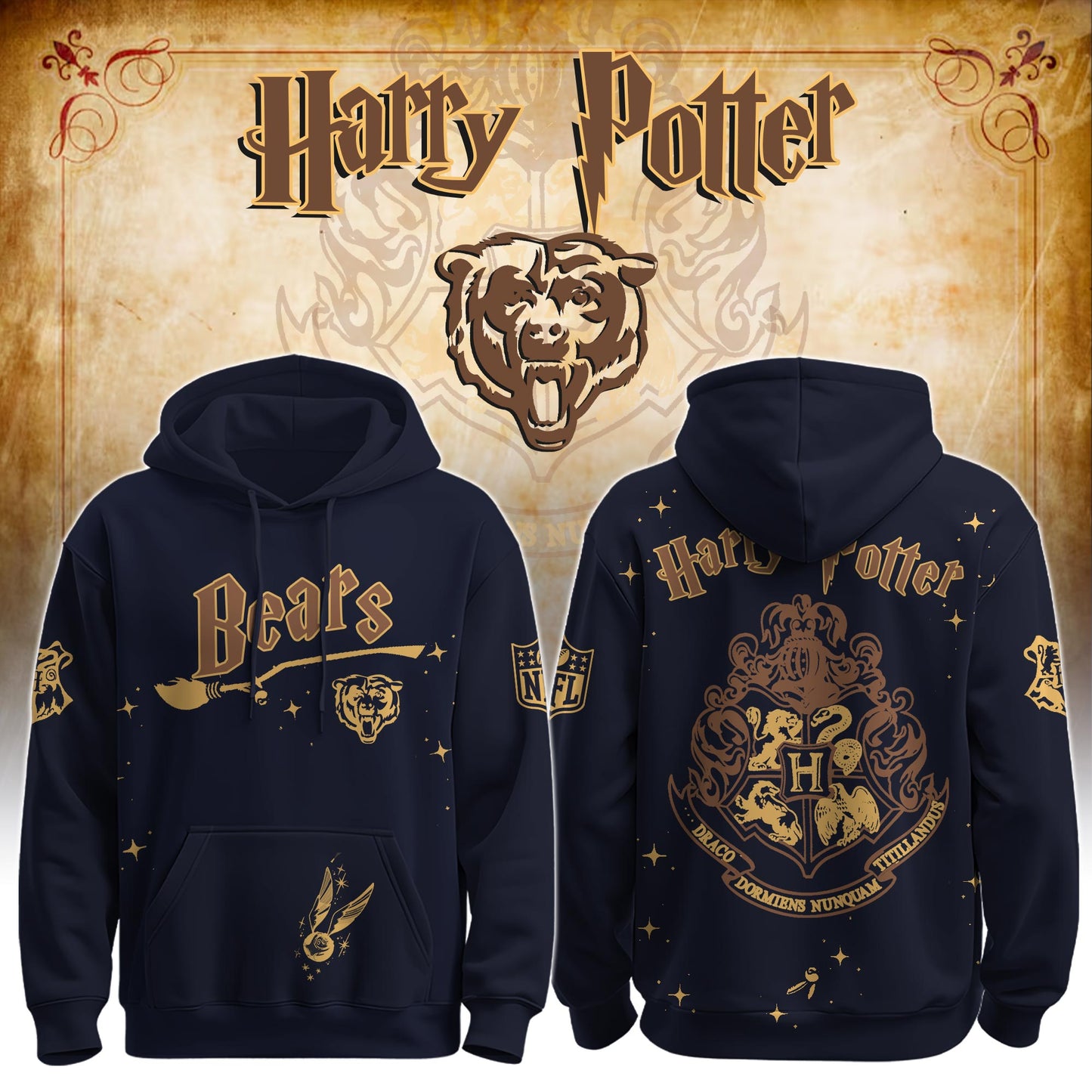 Unisex CHI Bears x Hogwarts Enchanted Crossover Hoodie