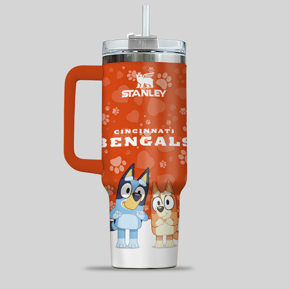 Cincinnati Bengals NFL x Bluey Custom Stanley Cup 40 oz 30 oz Tumbler With Handle