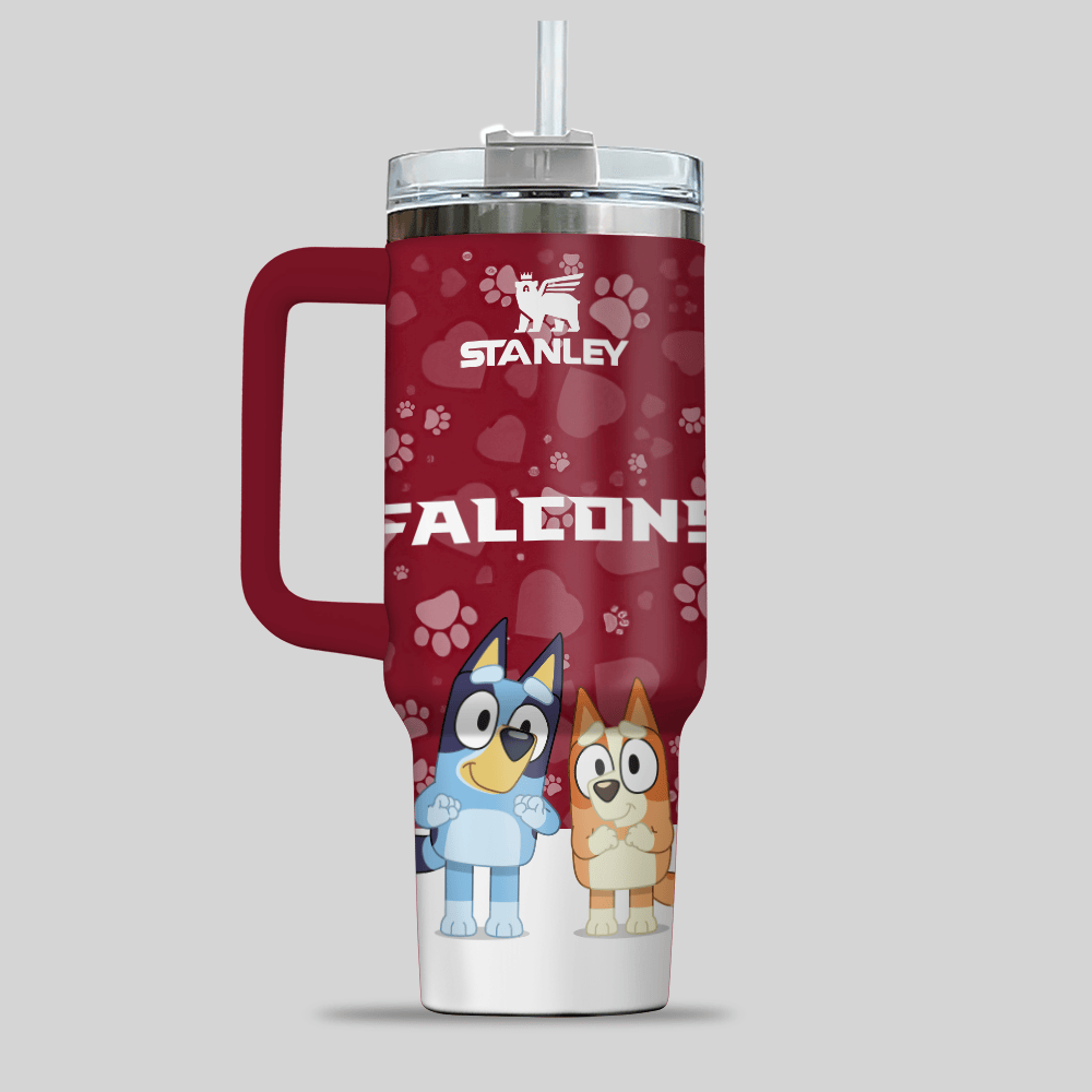 Atlanta Falcons NFL x Bluey Custom Stanley Cup 40 oz 30 oz Tumbler With Handle